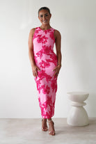 Eliana Bodycon Midi Dress Pink Textured | Wedding Guest Dress | Bodycon | Midi | Oh Hello Clothing