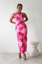 Eliana Bodycon Midi Dress Pink Textured | Wedding Guest Dress | Bodycon | Midi | Oh Hello Clothing