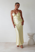Dawn Soft Satin Maxi Dress Yellow | Wedding Guest Dress | Maxi | Satin | Oh Hello Clothing