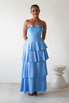 Freya Ruffle Strapless Maxi Dress Blue | Wedding Guest Dress | Maxi | Oh Hello Clothing