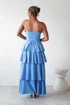 Freya Ruffle Strapless Maxi Dress Blue | Wedding Guest Dress | Maxi | Oh Hello Clothing