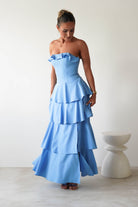 Freya Ruffle Strapless Maxi Dress Blue | Wedding Guest Dress | Maxi | Oh Hello Clothing