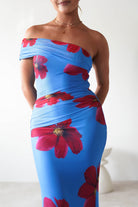 Solara Floral Print Mesh Maxi Dress Blue | Wedding Guest Dress | Maxi | Mesh | Oh Hello Clothing