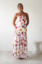 Talia Strapless Floral Print Maxi Dress Mixed Print | Wedding Guest Dress | Maxi | Oh Hello Clothing