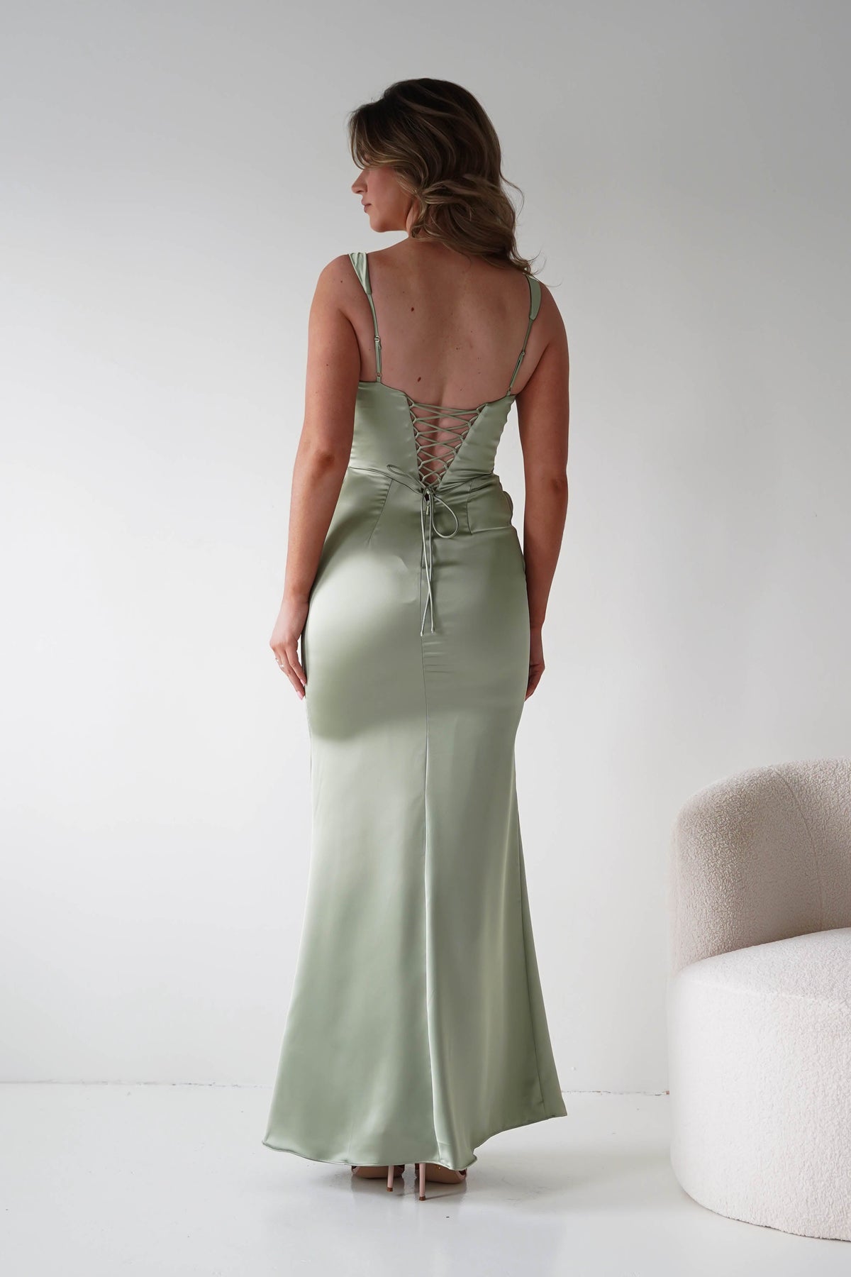 Addison Sqaure Neck Satin Maxi Dress | Sage-Oh Hello Clothing
