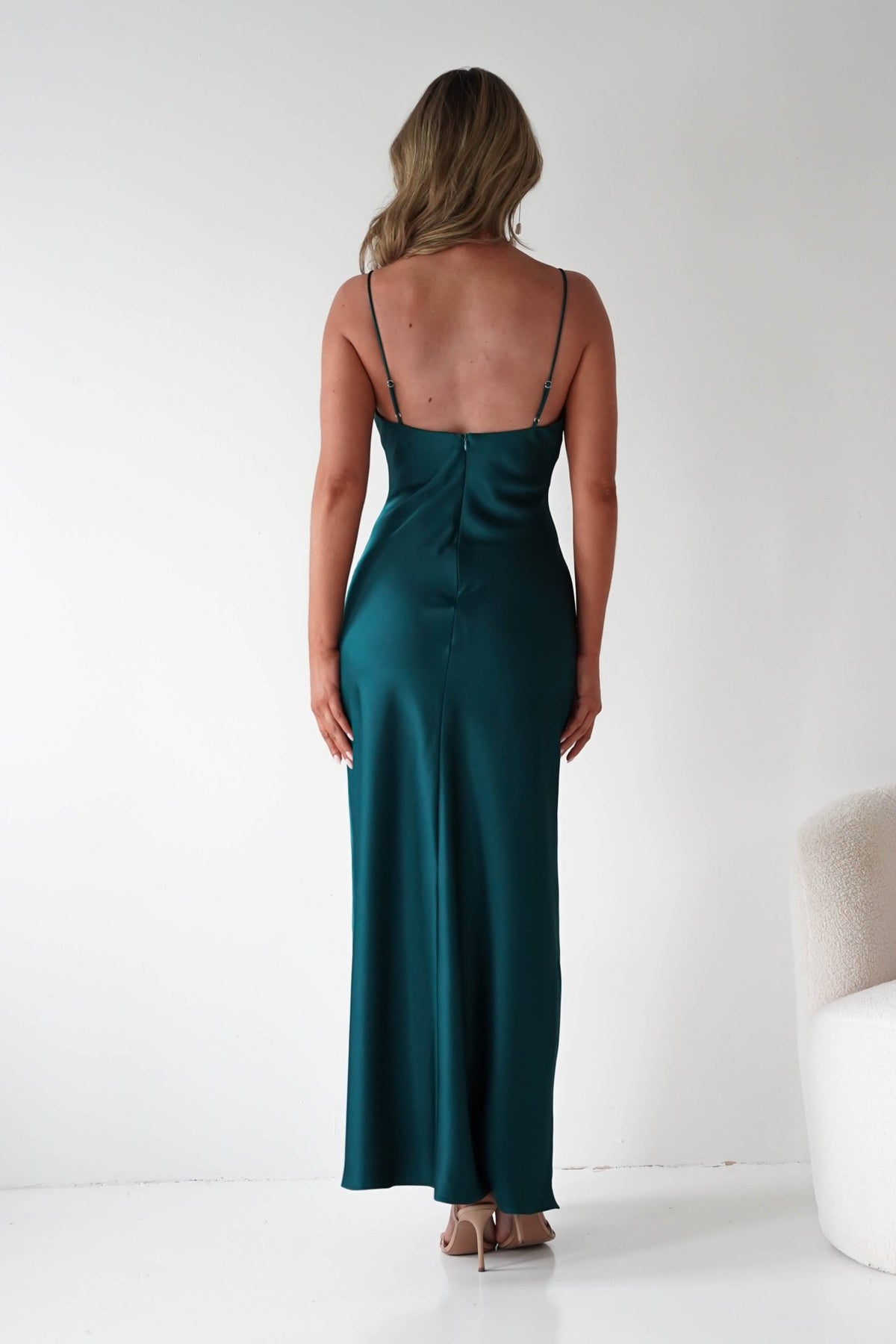 Adley Soft Satin Maxi Dress | Forest Green-Oh Hello Clothing
