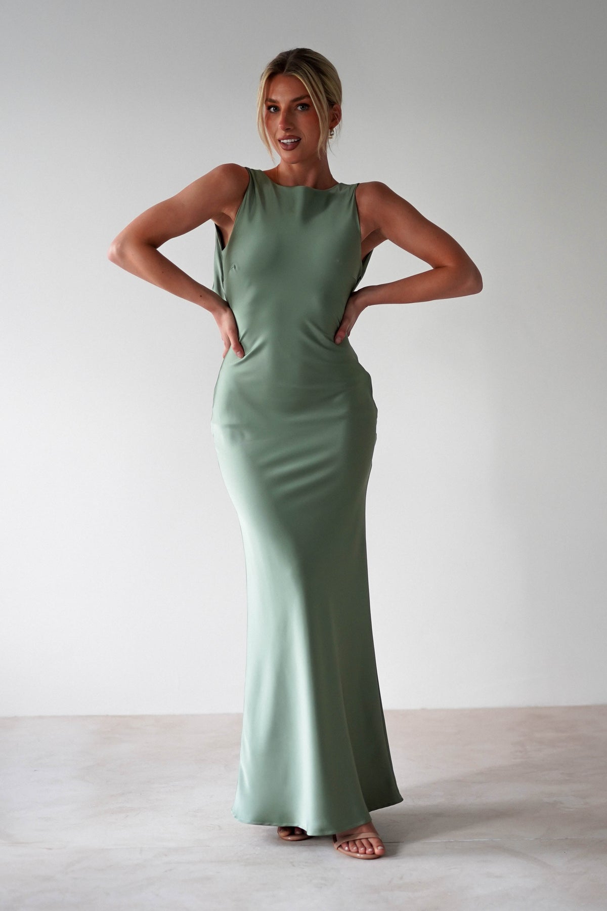 Alanna Soft Matte Satin Maxi Dress | Olive-Oh Hello Clothing