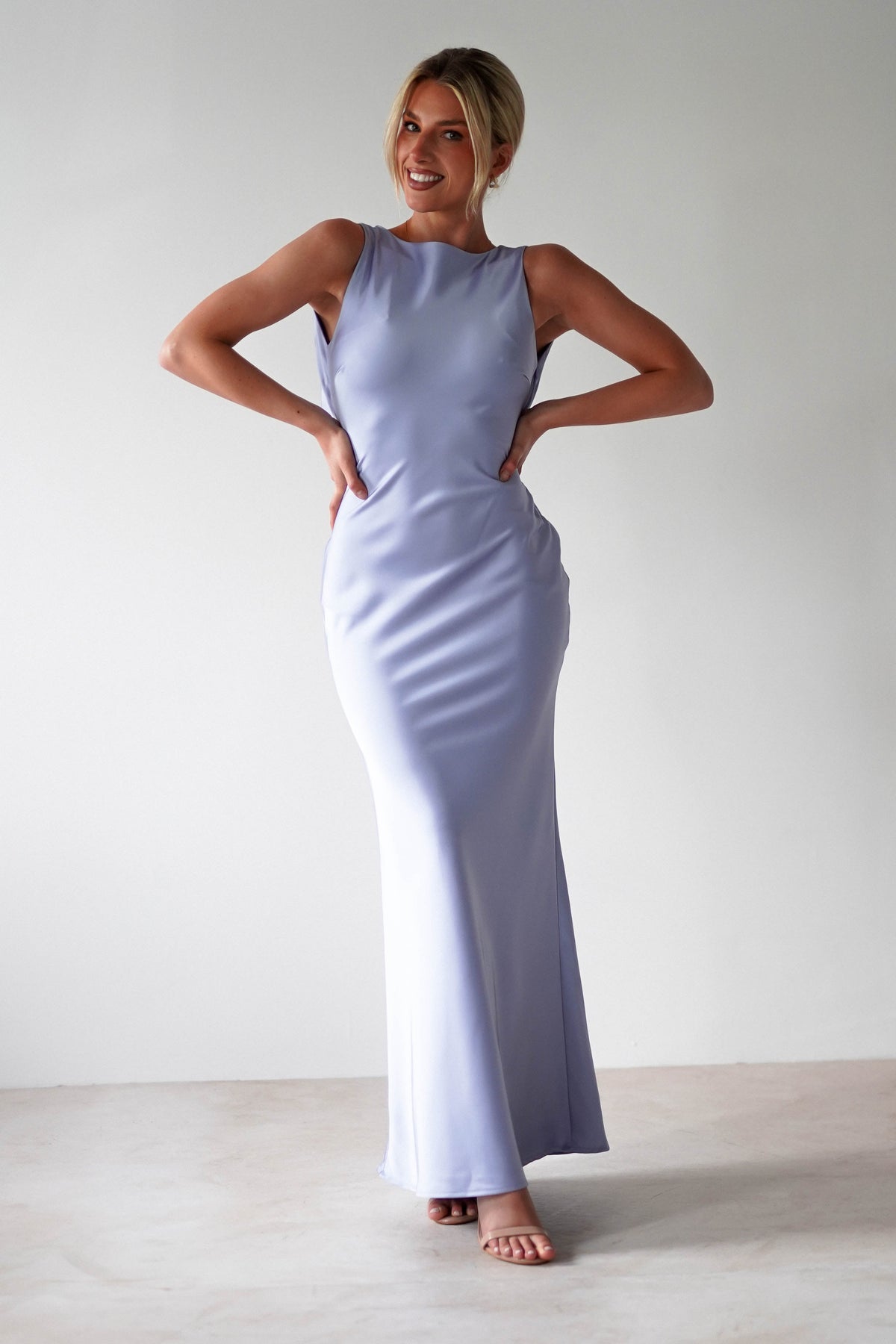 Alanna Soft Matte Satin Maxi Dress | Periwinkle Blue-Oh Hello Clothing