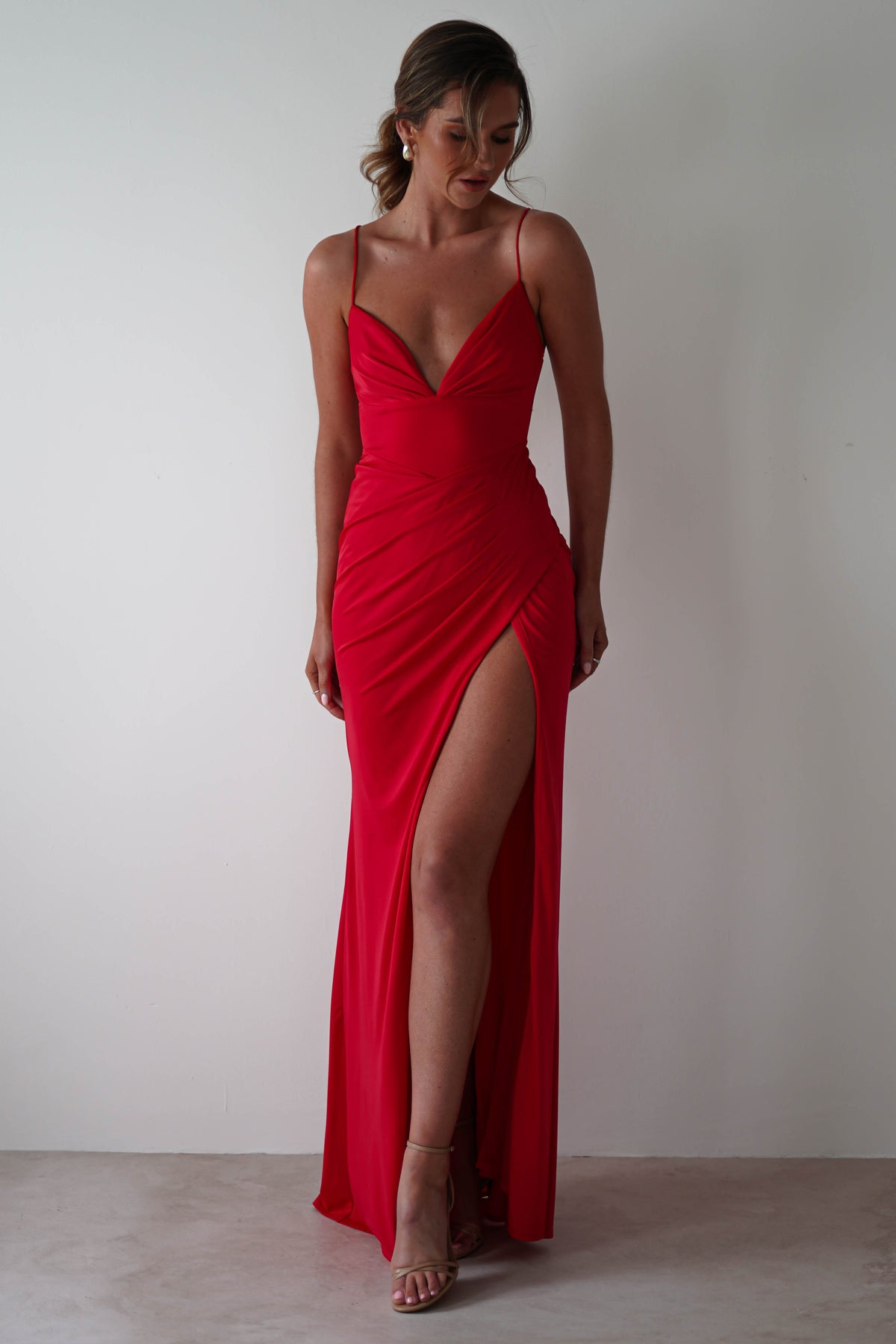 Aldina Soft Bodycon Dress | Red-Oh Hello Clothing