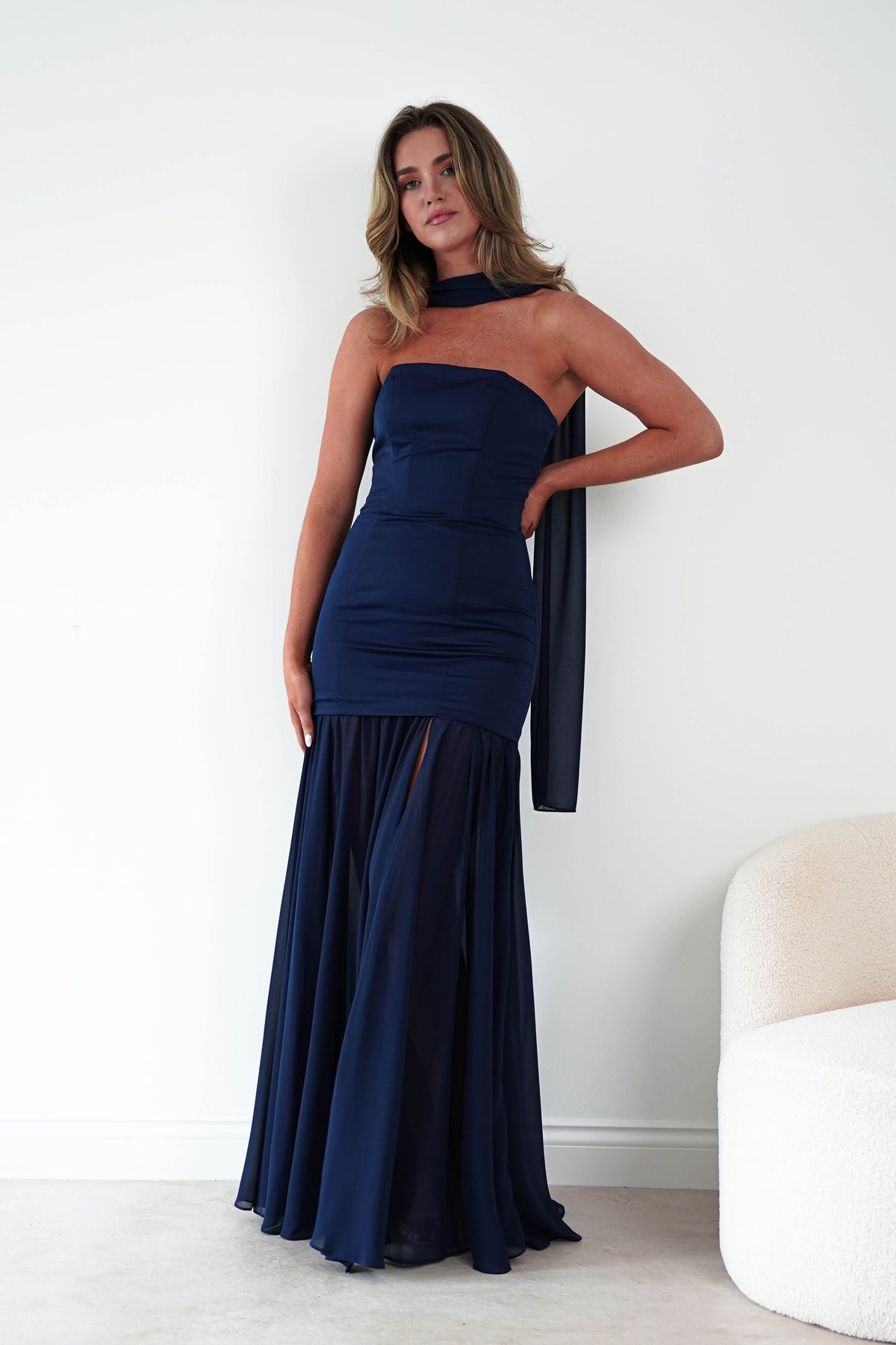 Amora Strapless Structured Maxi Dress | Navy-Oh Hello Clothing