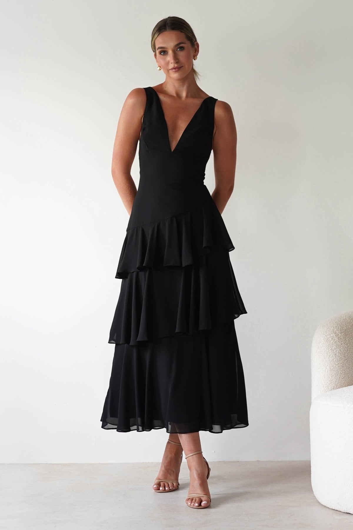 Andalusia Ruffle Maxi Dress | Black-Oh Hello Clothing