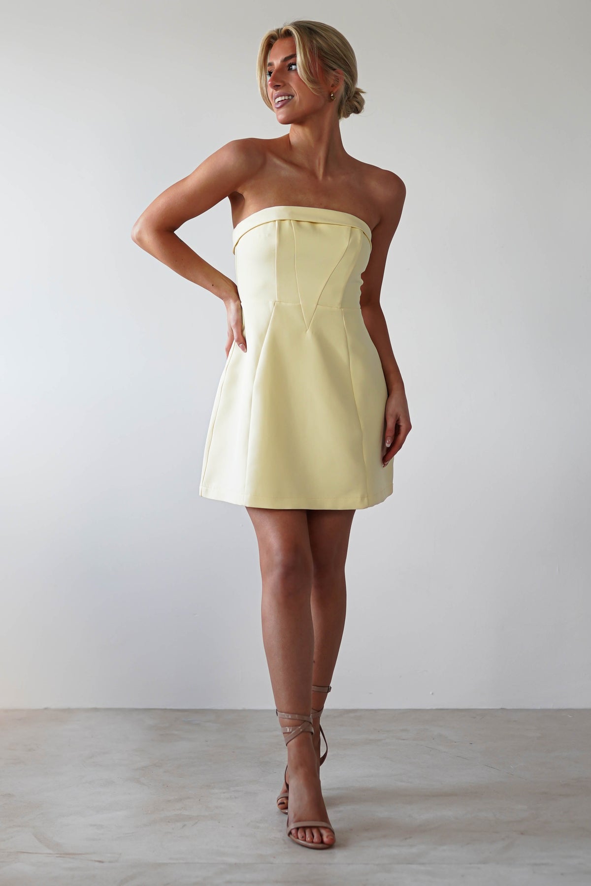 Angelica Structured Mini Dress | Yellow-Oh Hello Clothing
