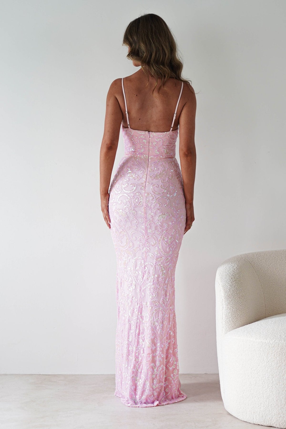 Aster Iridescent Beaded Embellished Gown | Pink-Oh Hello Clothing