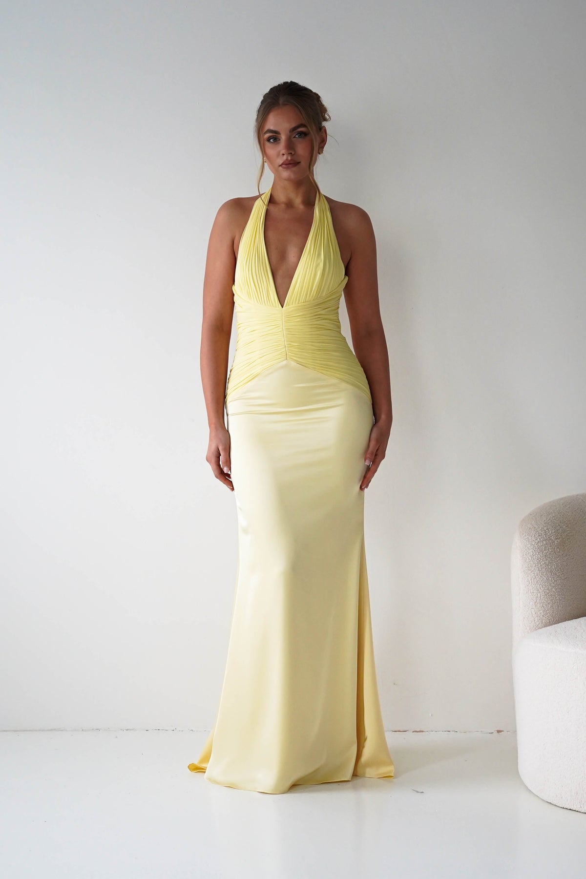 Austin Bodycon Halterneck Maxi Dress | Yellow-Oh Hello Clothing