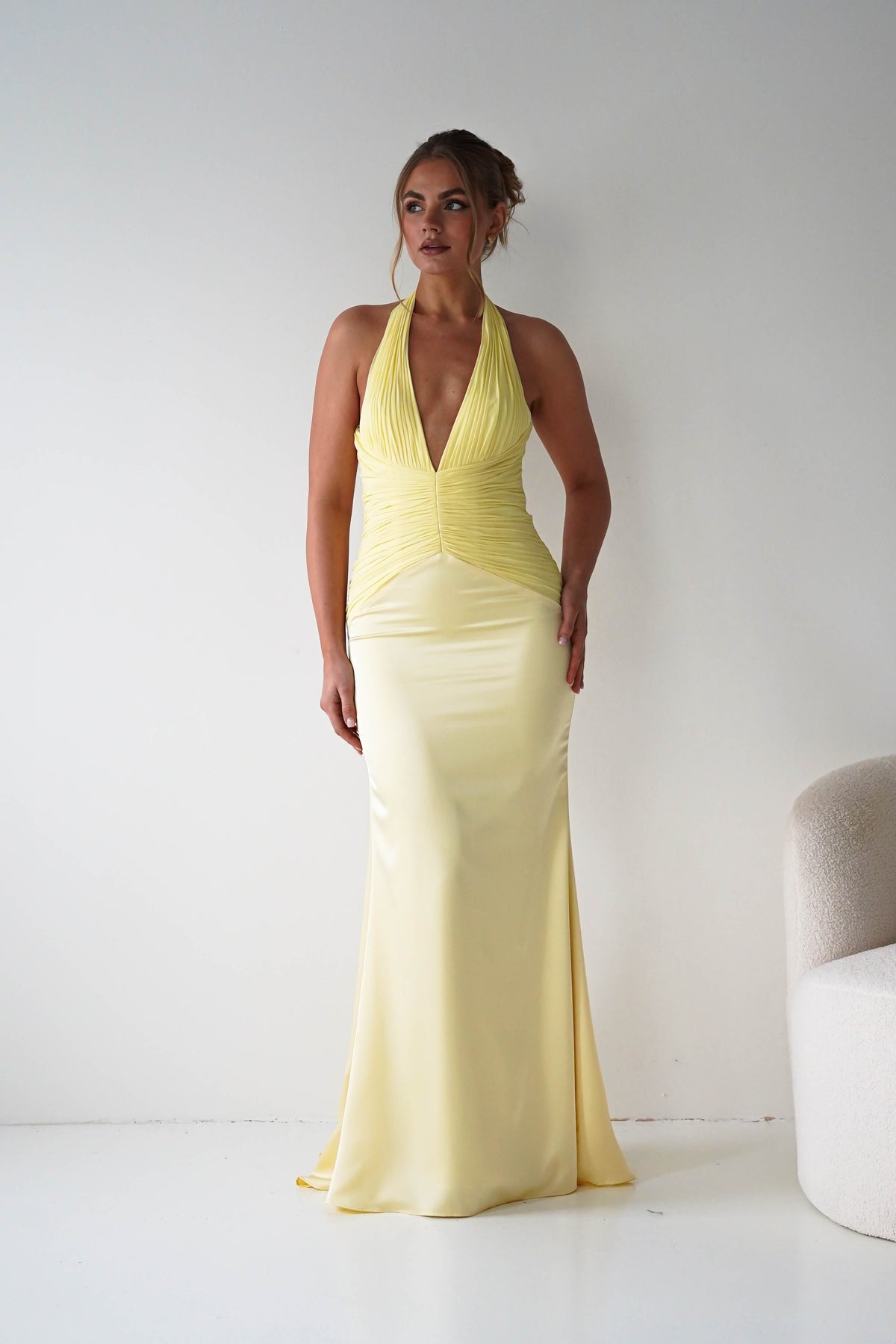 Austin Bodycon Halterneck Maxi Dress | Yellow-Oh Hello Clothing