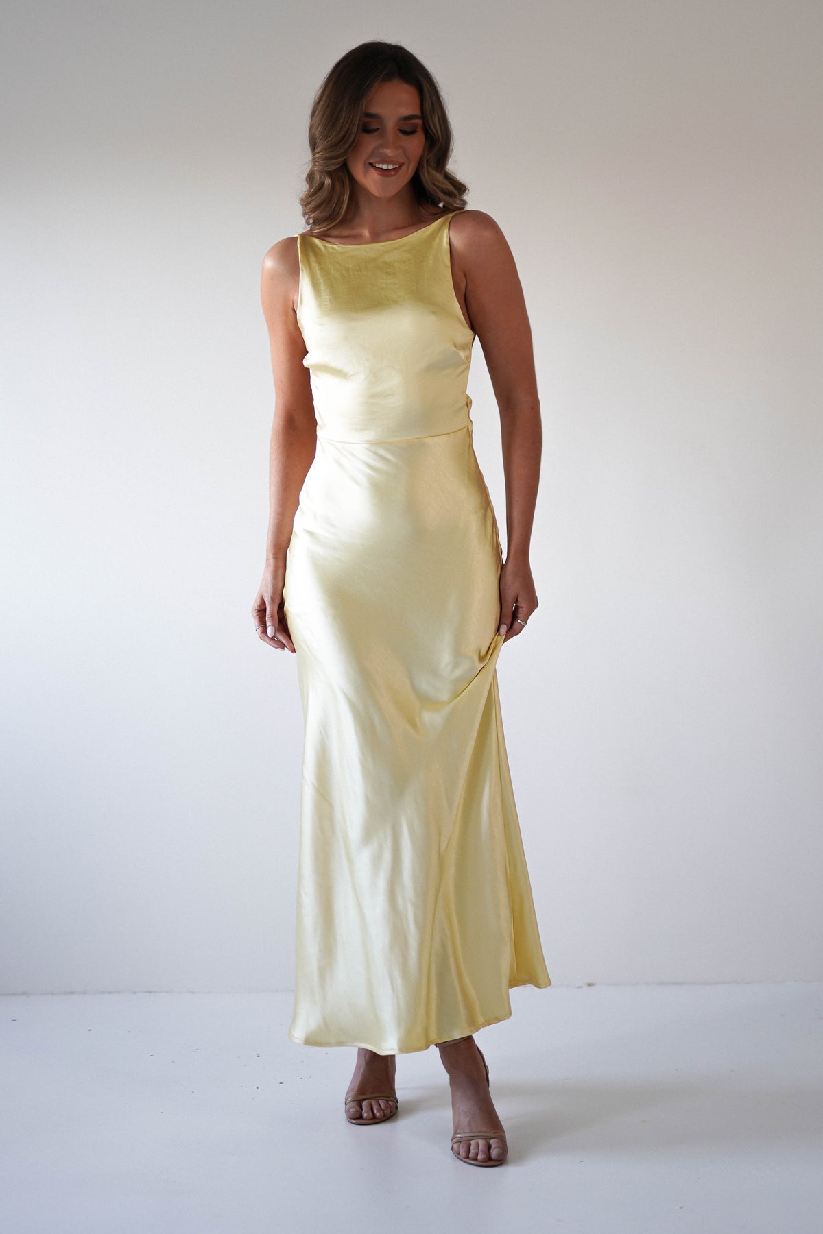 Bayleigh Soft Satin Maxi Dress | Yellow-Oh Hello Clothing