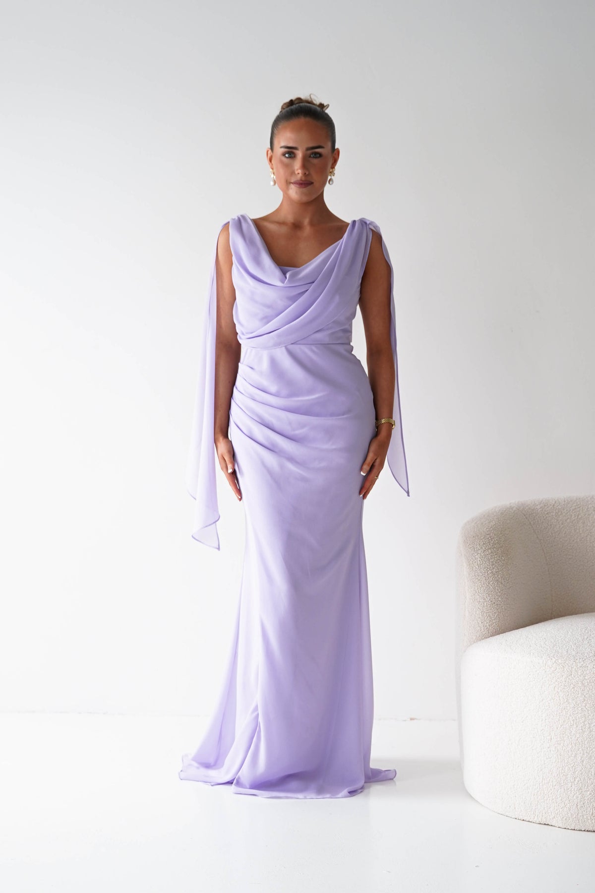 Belvini Chiffon Maxi Dress | Lavender-Oh Hello Clothing