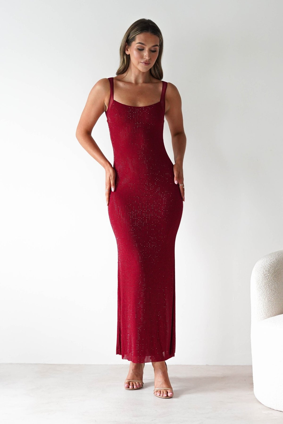 Billini Bodycon Backless Maxi Dress | Red-Oh Hello Clothing
