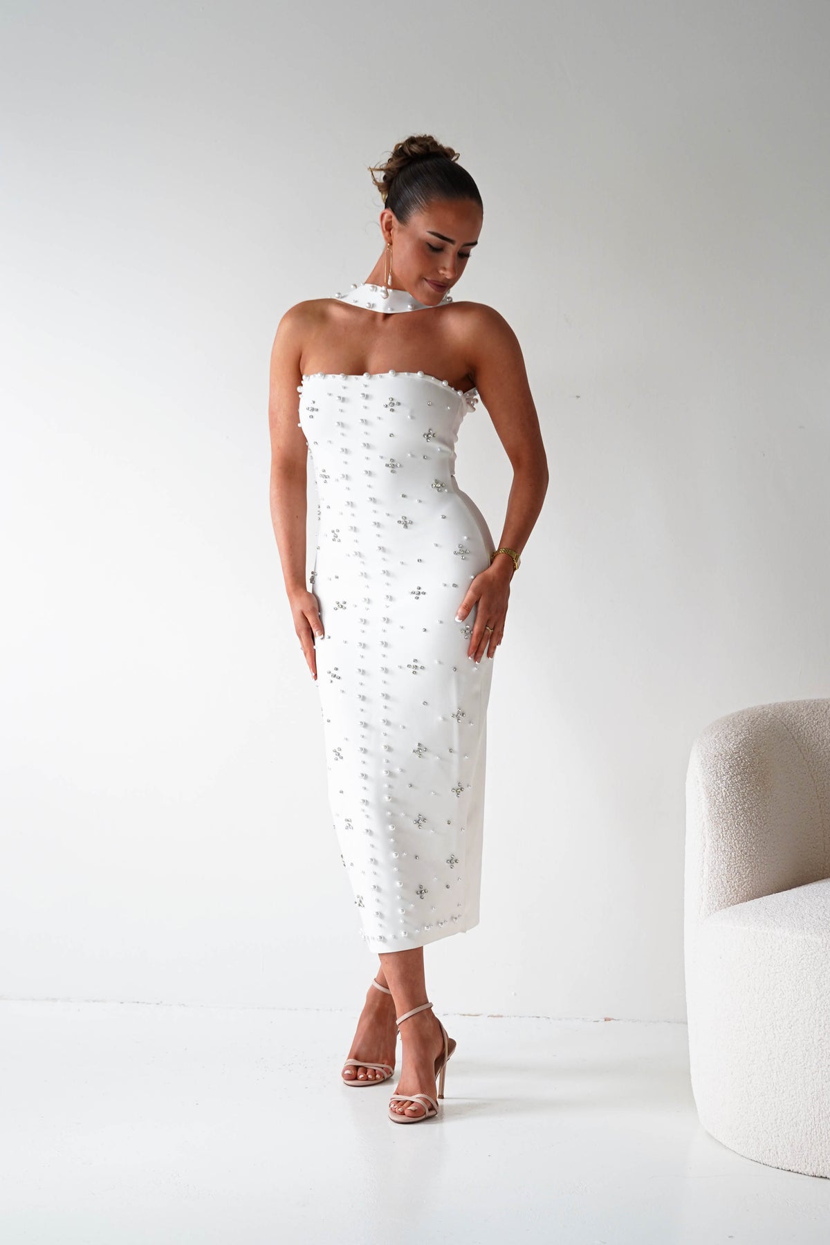 Blayke Bodycon Bandage Midi Dress | White-Oh Hello Clothing