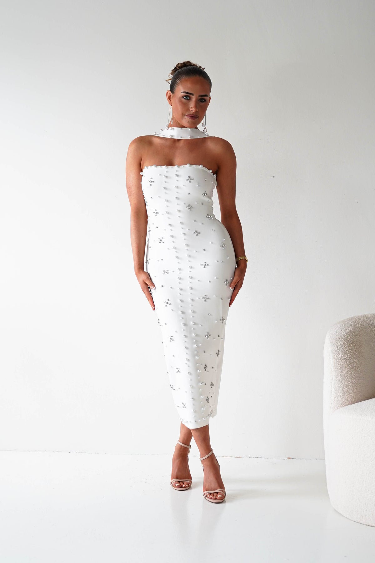 Blayke Bodycon Bandage Midi Dress | White-Oh Hello Clothing