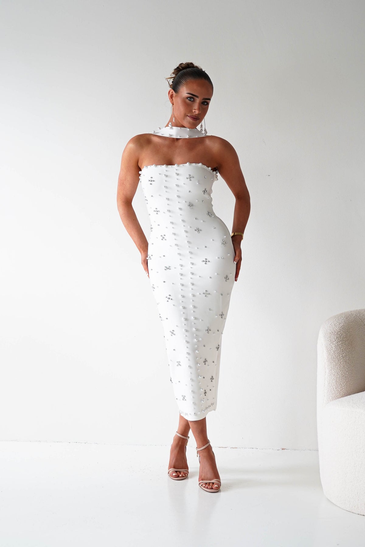 Blayke Bodycon Bandage Midi Dress | White-Oh Hello Clothing