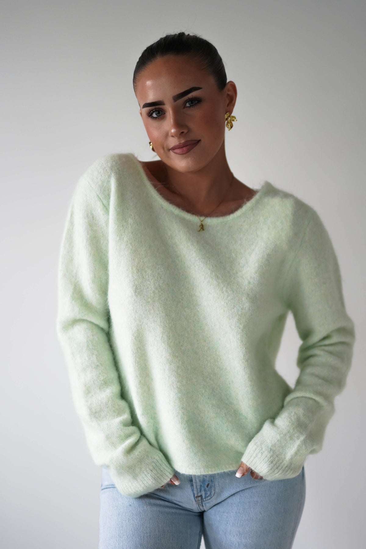 Bree Bow Back Detail Knit Jumper | Green-Oh Hello Clothing