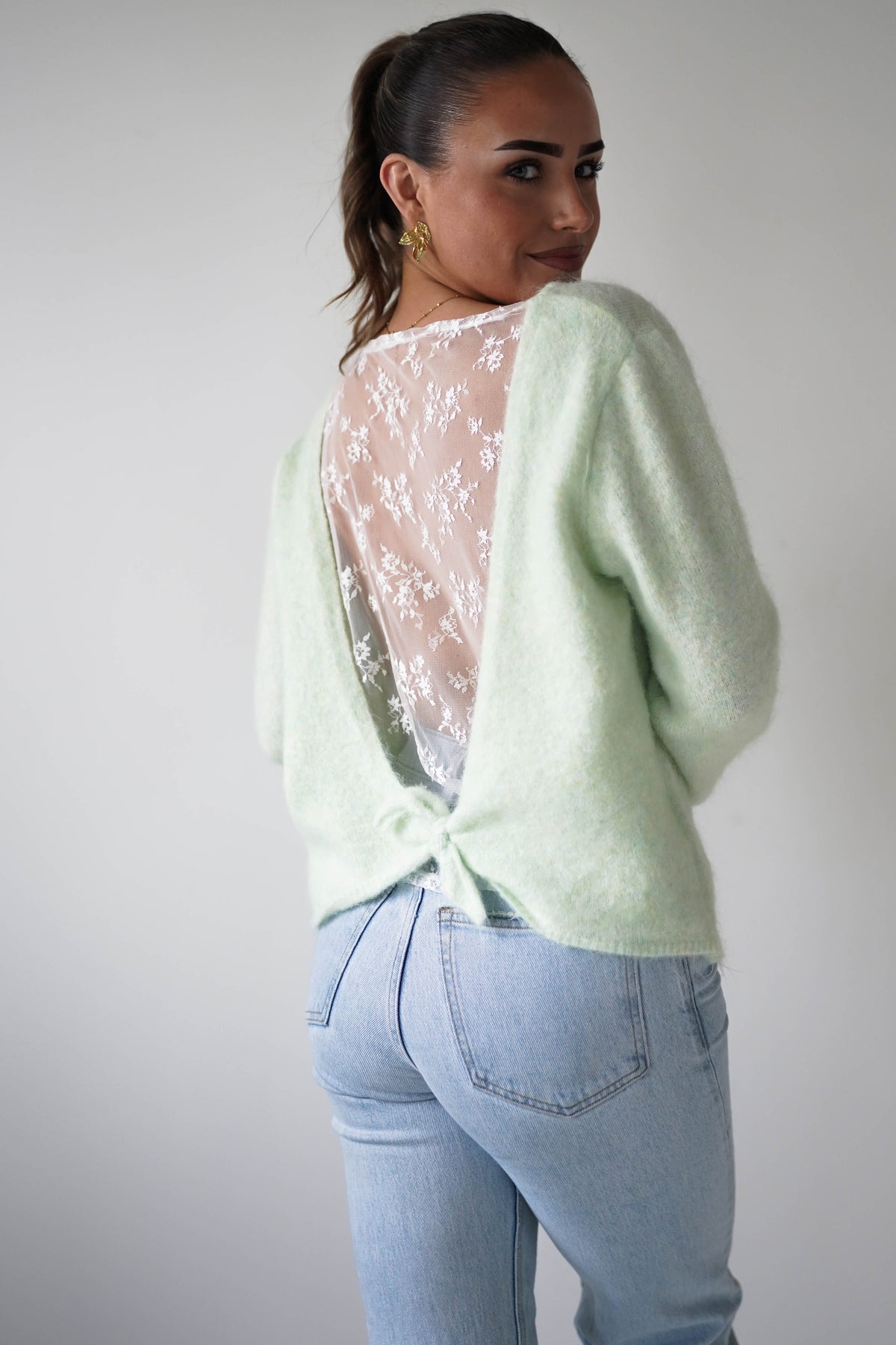 Bree Bow Back Detail Knit Jumper | Green-Oh Hello Clothing