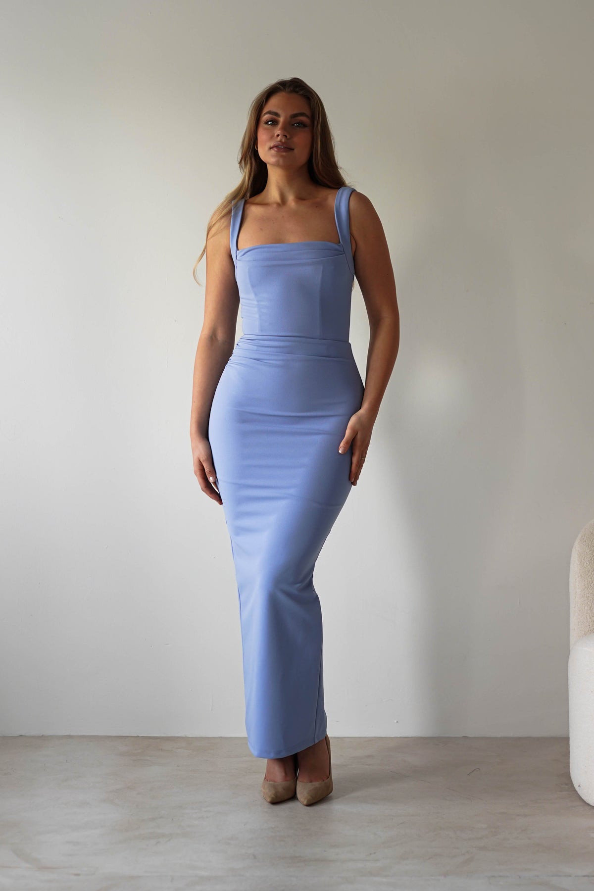Brooke Square Neck Maxi Dress | Blue-Oh Hello Clothing