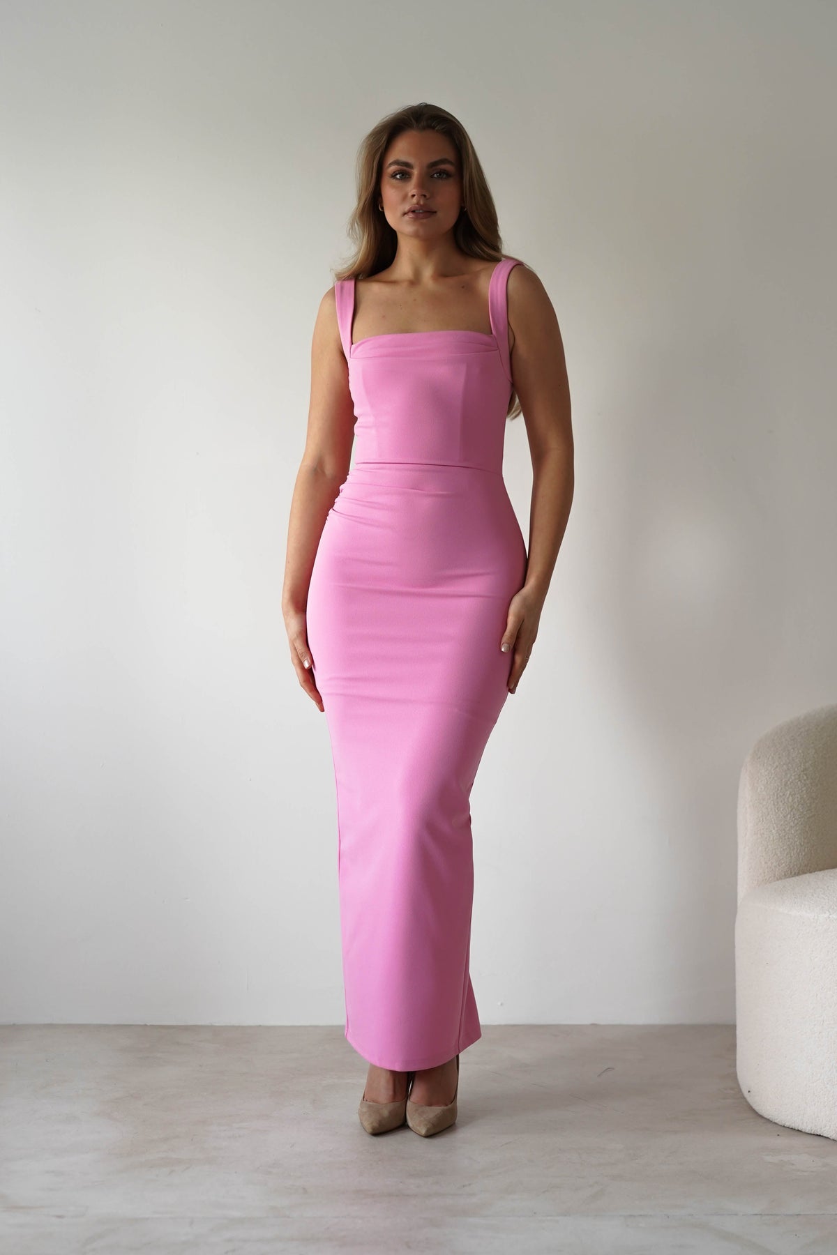 Brooke Square Neck Maxi Dress | Pink-Oh Hello Clothing