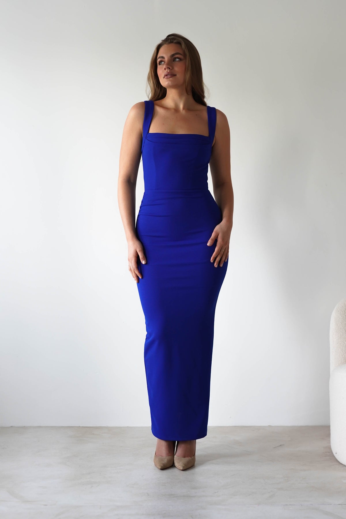 Brooke Square Neck Maxi Dress | Royal Blue-Oh Hello Clothing