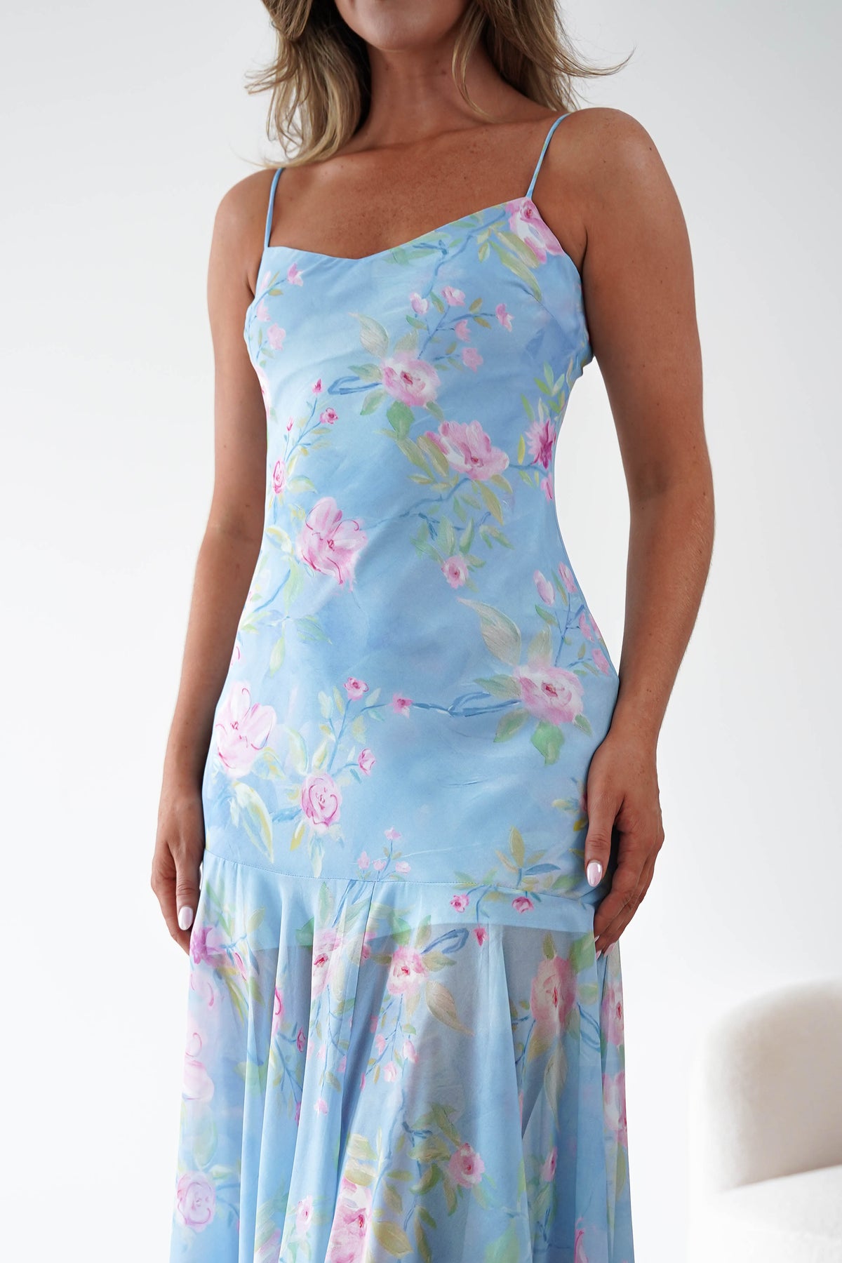 Calix Floral Asymmetric Midi Dress | Blue-Oh Hello Clothing