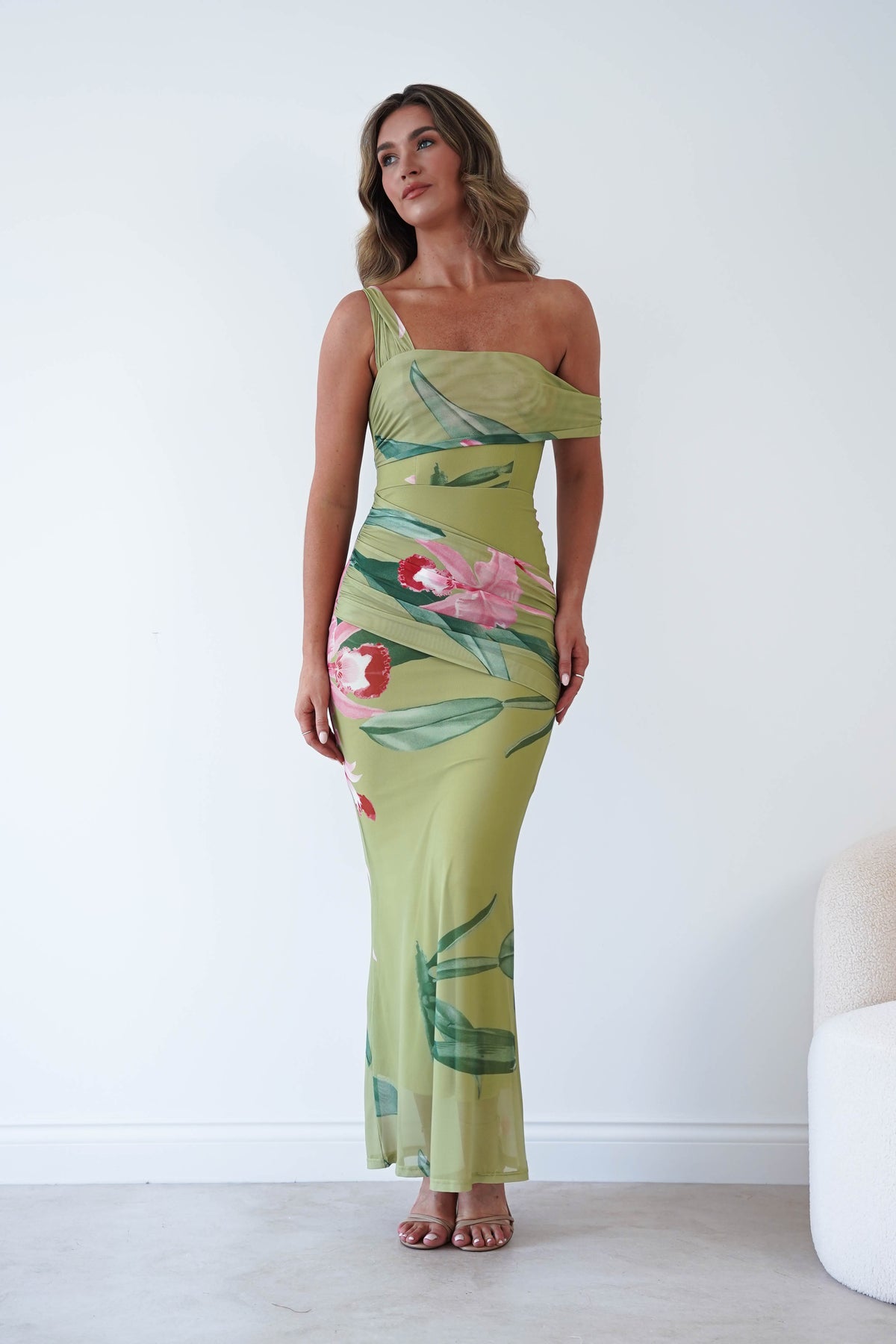 Cancun Floral Print Mesh Maxi Dress | Green-Oh Hello Clothing