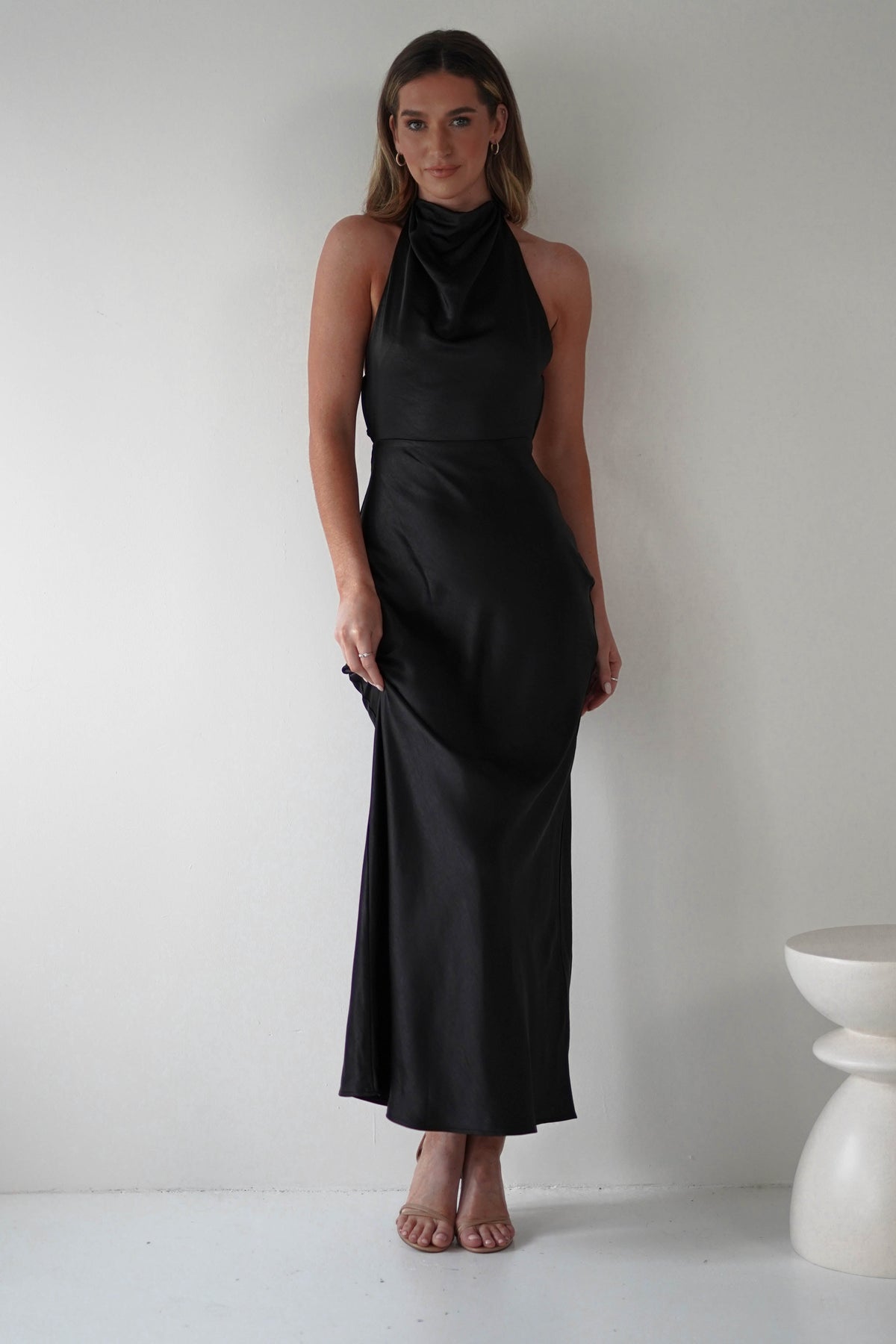 Capriana Pearl Back Maxi Dress | Black-Oh Hello Clothing