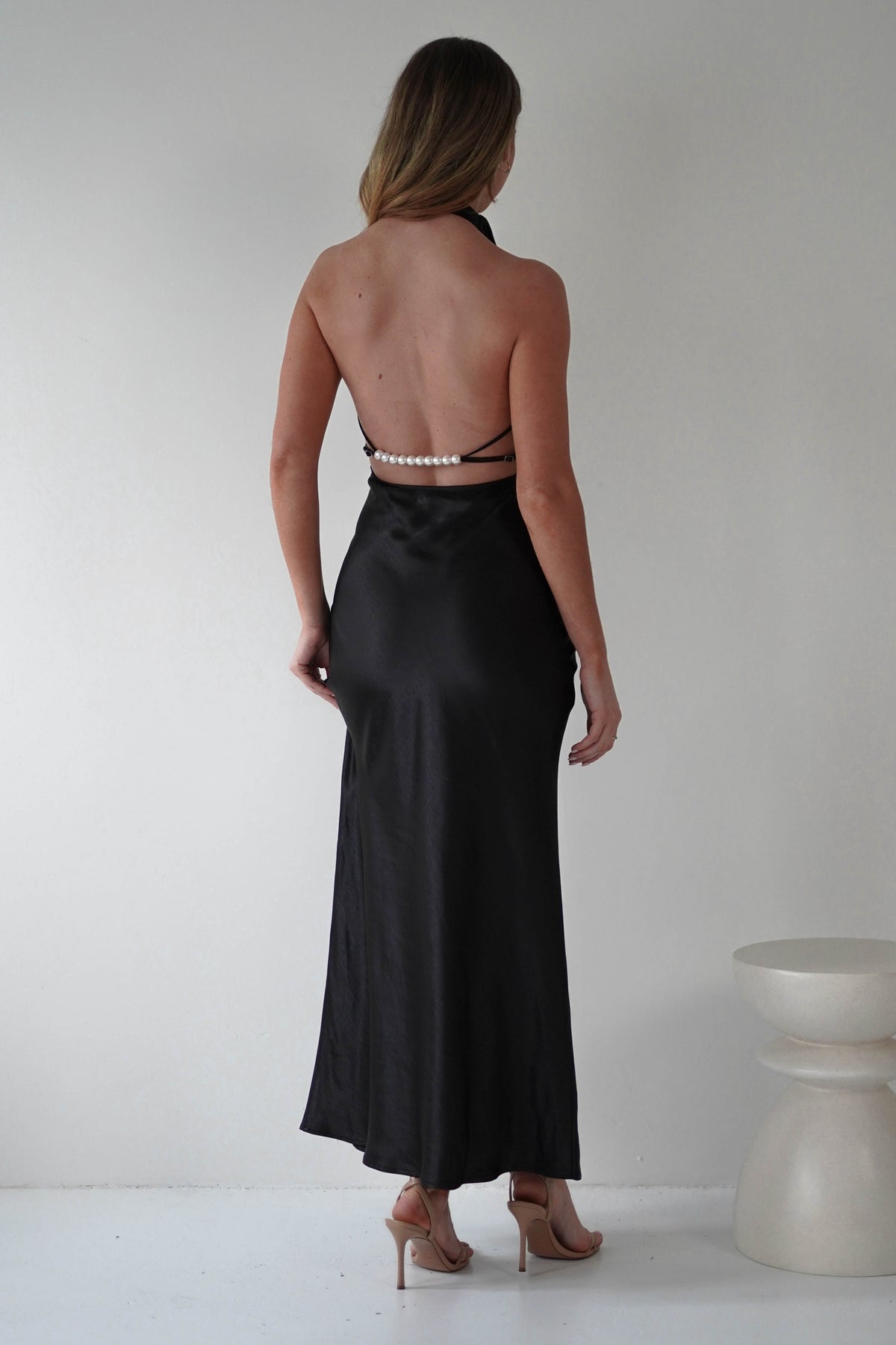 Capriana Pearl Back Maxi Dress | Black-Oh Hello Clothing