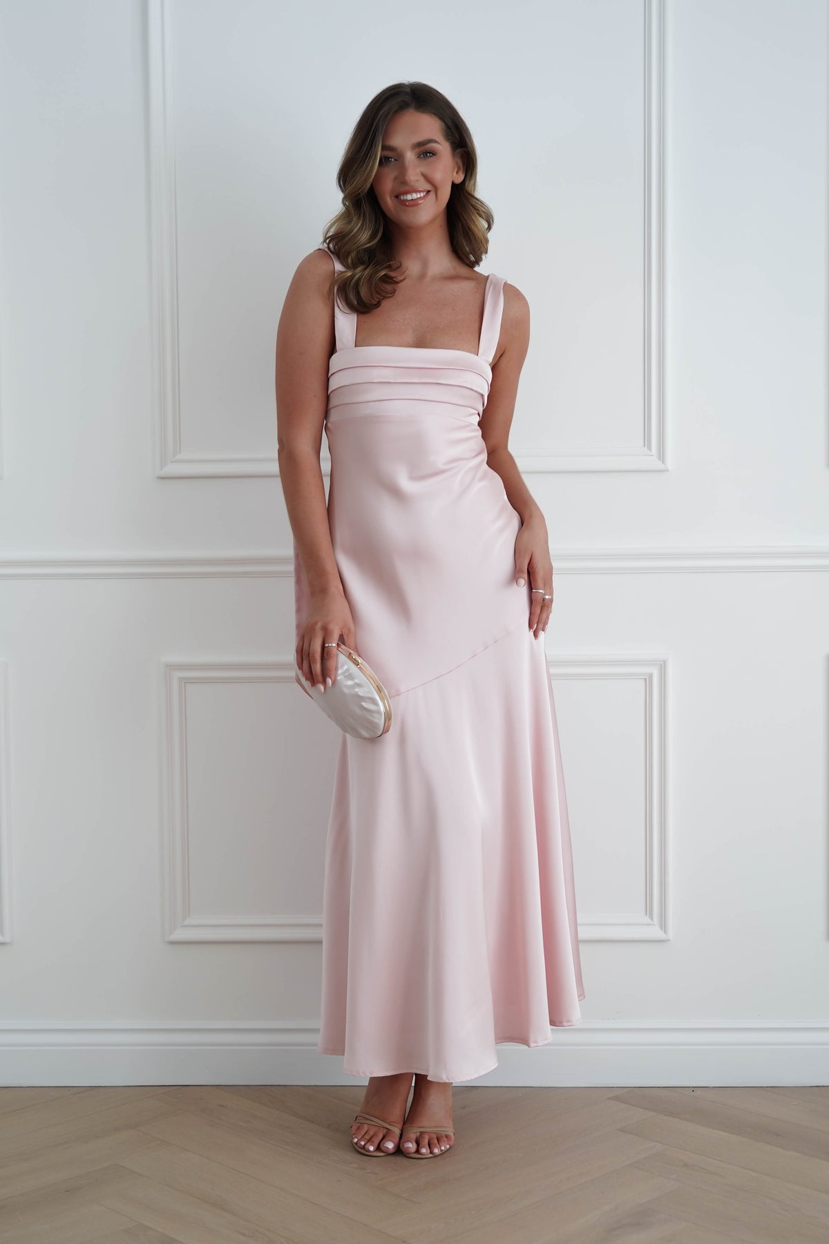 Casina Soft Satin Maxi Dress | Pink-Oh Hello Clothing