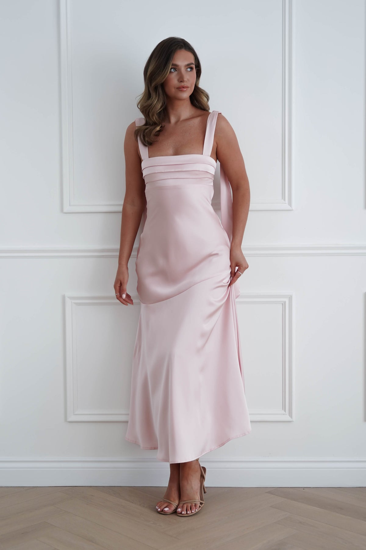Casina Soft Satin Maxi Dress | Pink-Oh Hello Clothing