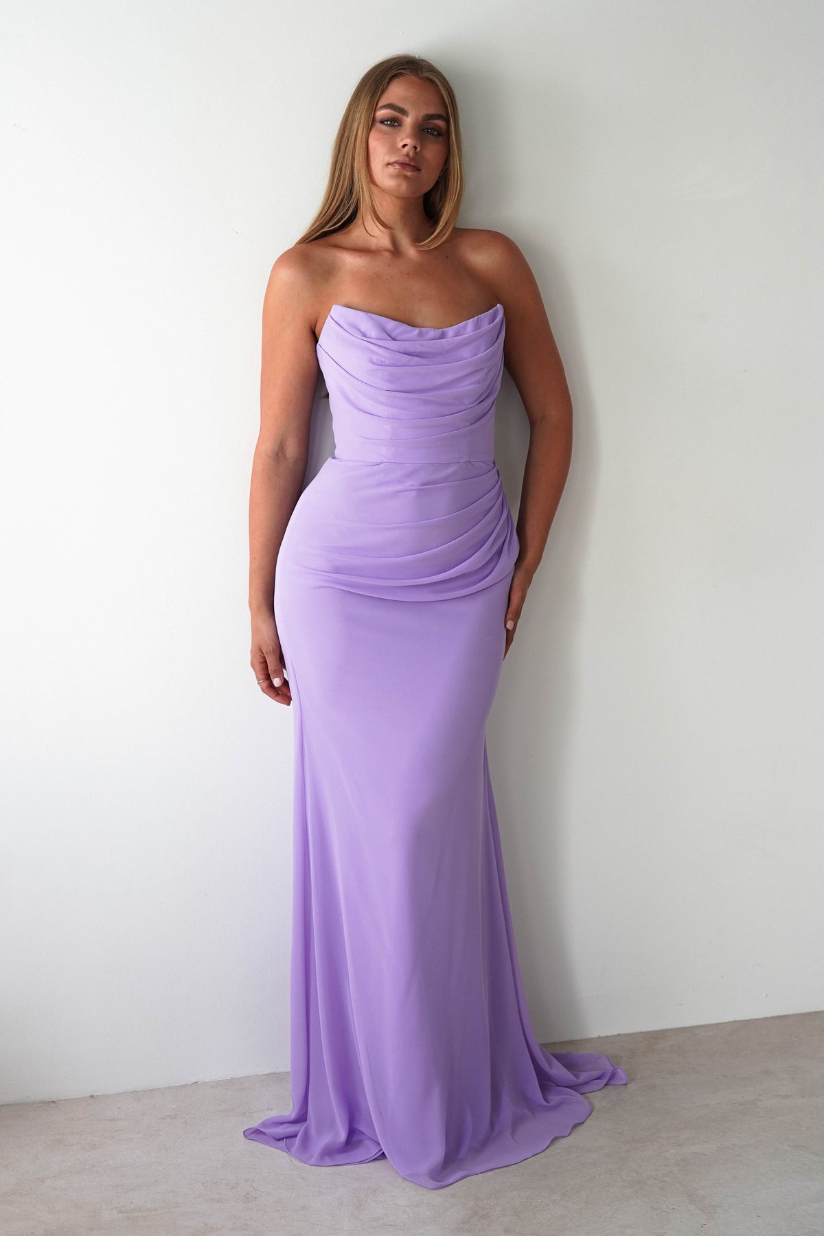 Caterina Strapless Maxi Dress | Lilac-Oh Hello Clothing