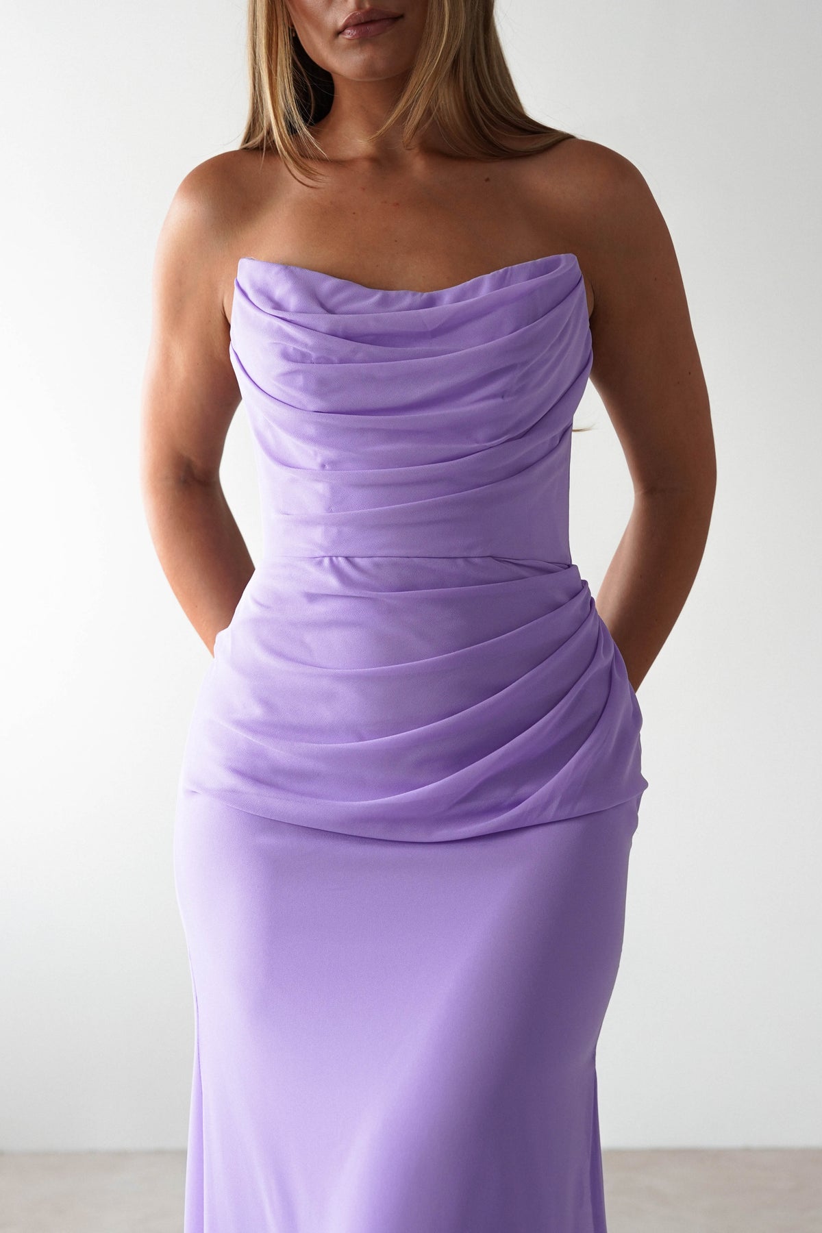 Caterina Strapless Maxi Dress | Lilac-Oh Hello Clothing