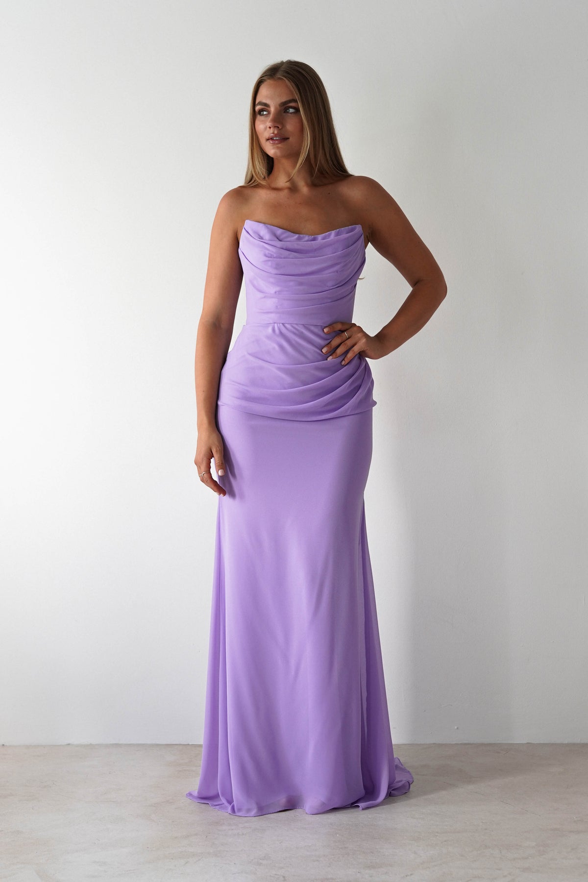 Caterina Strapless Maxi Dress | Lilac-Oh Hello Clothing