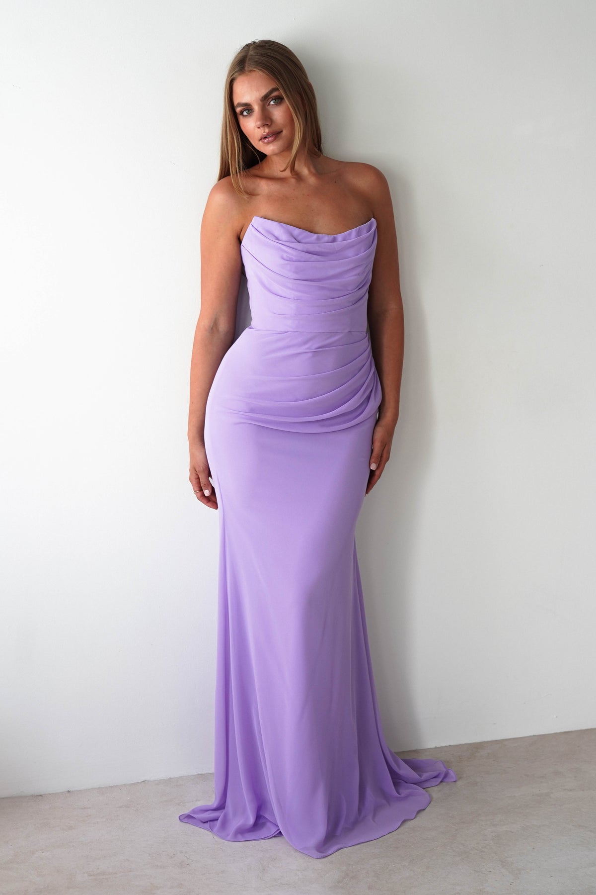 Caterina Strapless Maxi Dress | Lilac-Oh Hello Clothing
