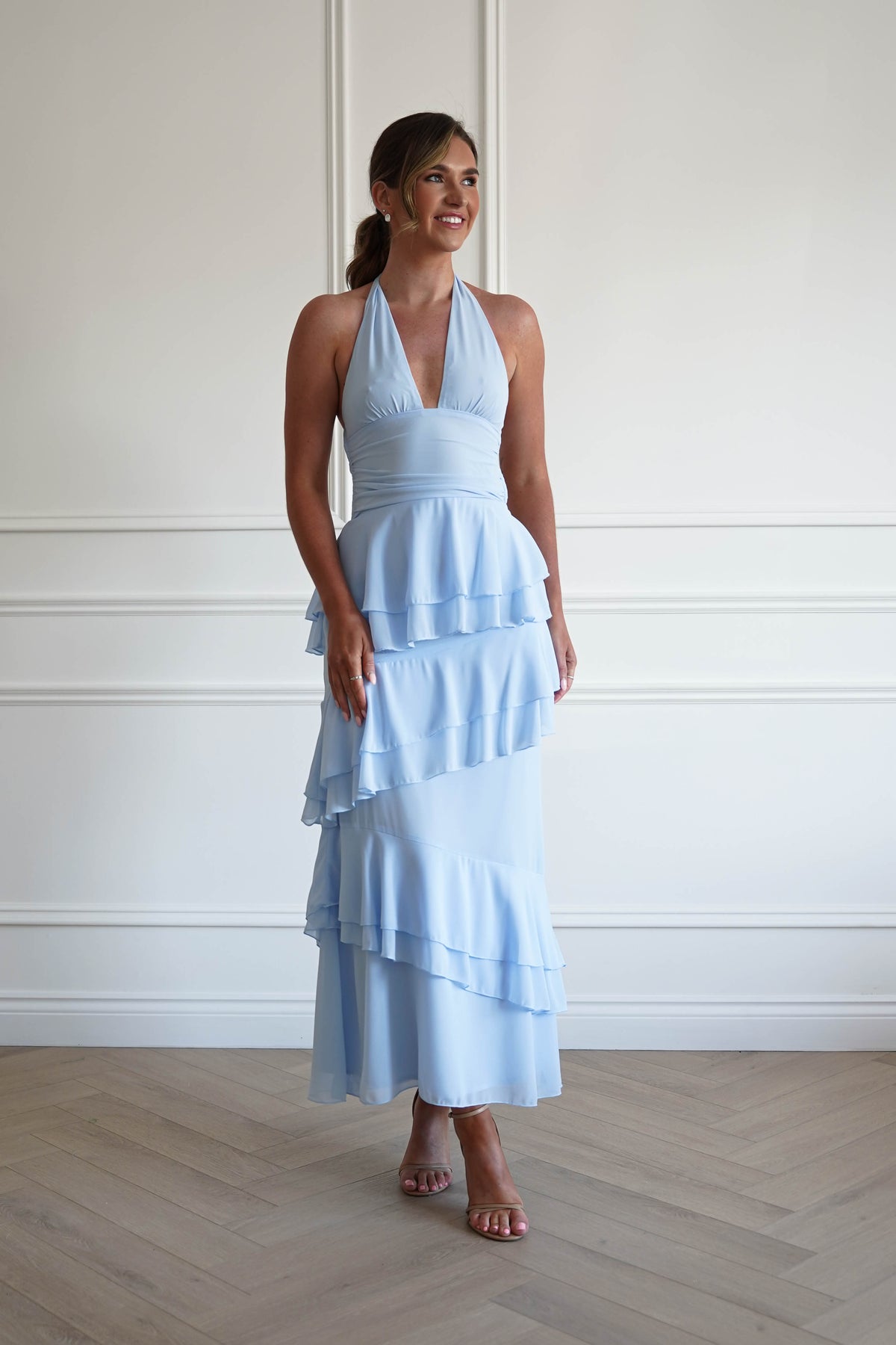 Caterina Tiered Halter Maxi Dress | Blue-Oh Hello Clothing