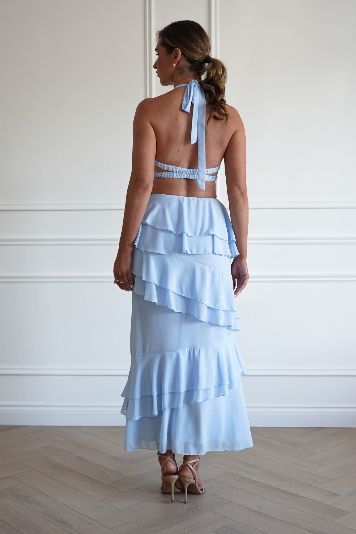 Caterina Tiered Halter Maxi Dress | Blue-Oh Hello Clothing
