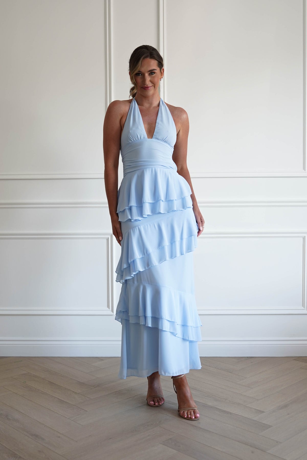 Caterina Tiered Halter Maxi Dress | Blue-Oh Hello Clothing