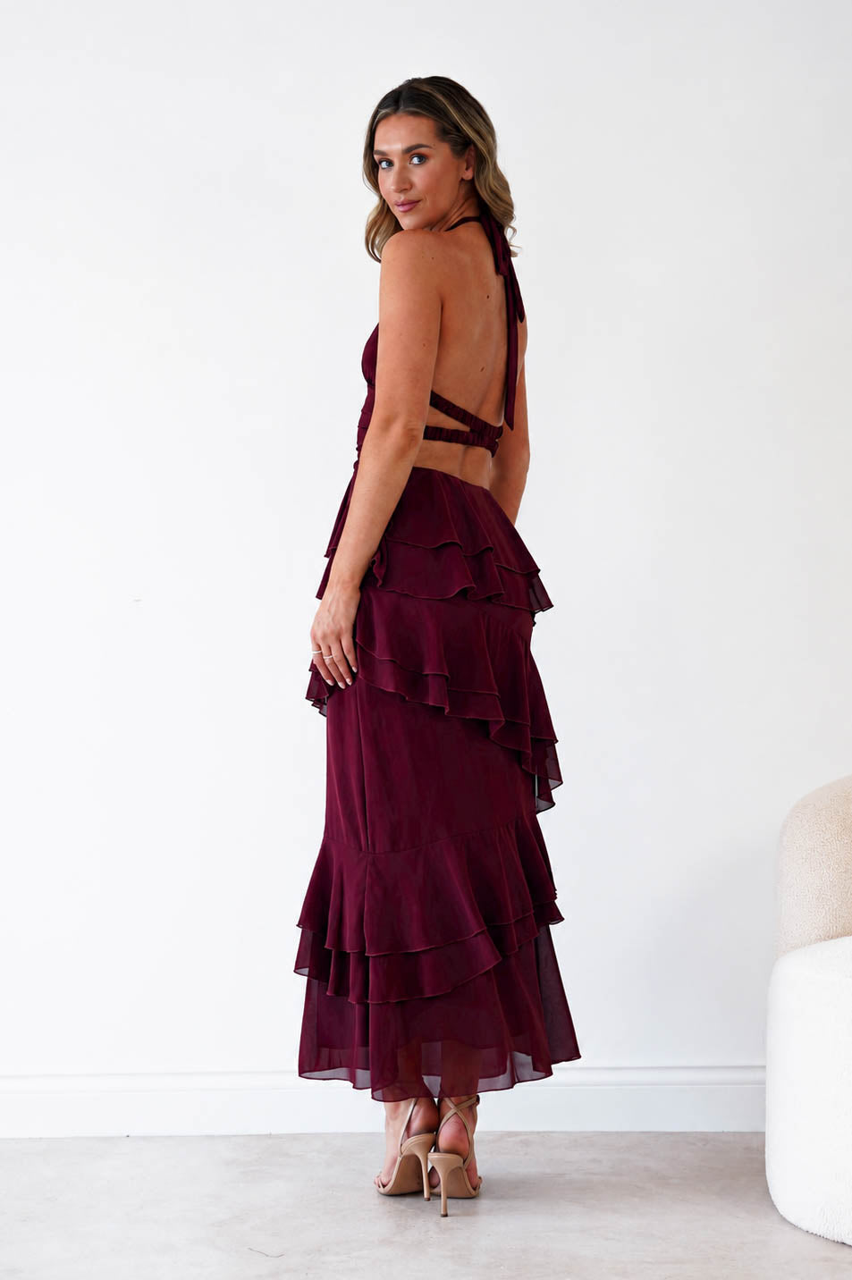 Caterina Tiered Halter Maxi Dress | Wine-Oh Hello Clothing