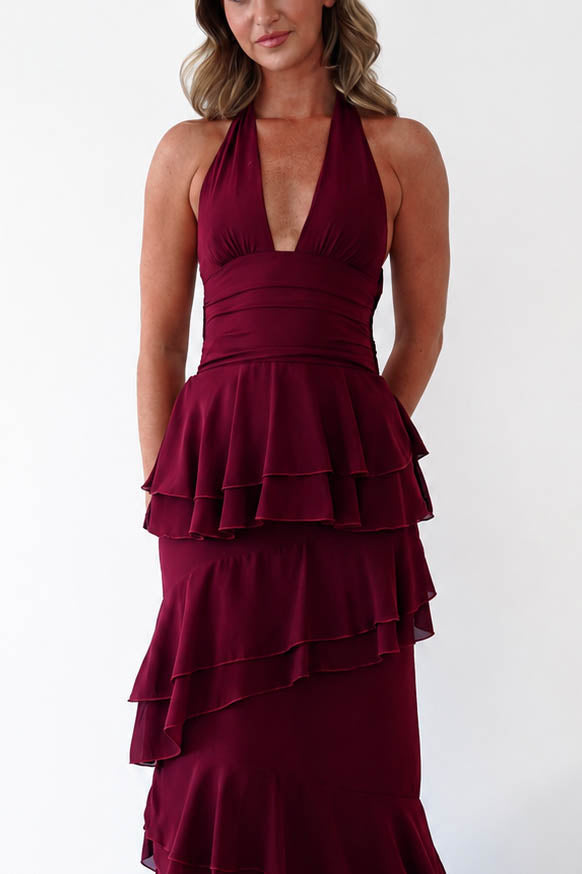 Caterina Tiered Halter Maxi Dress | Wine-Oh Hello Clothing