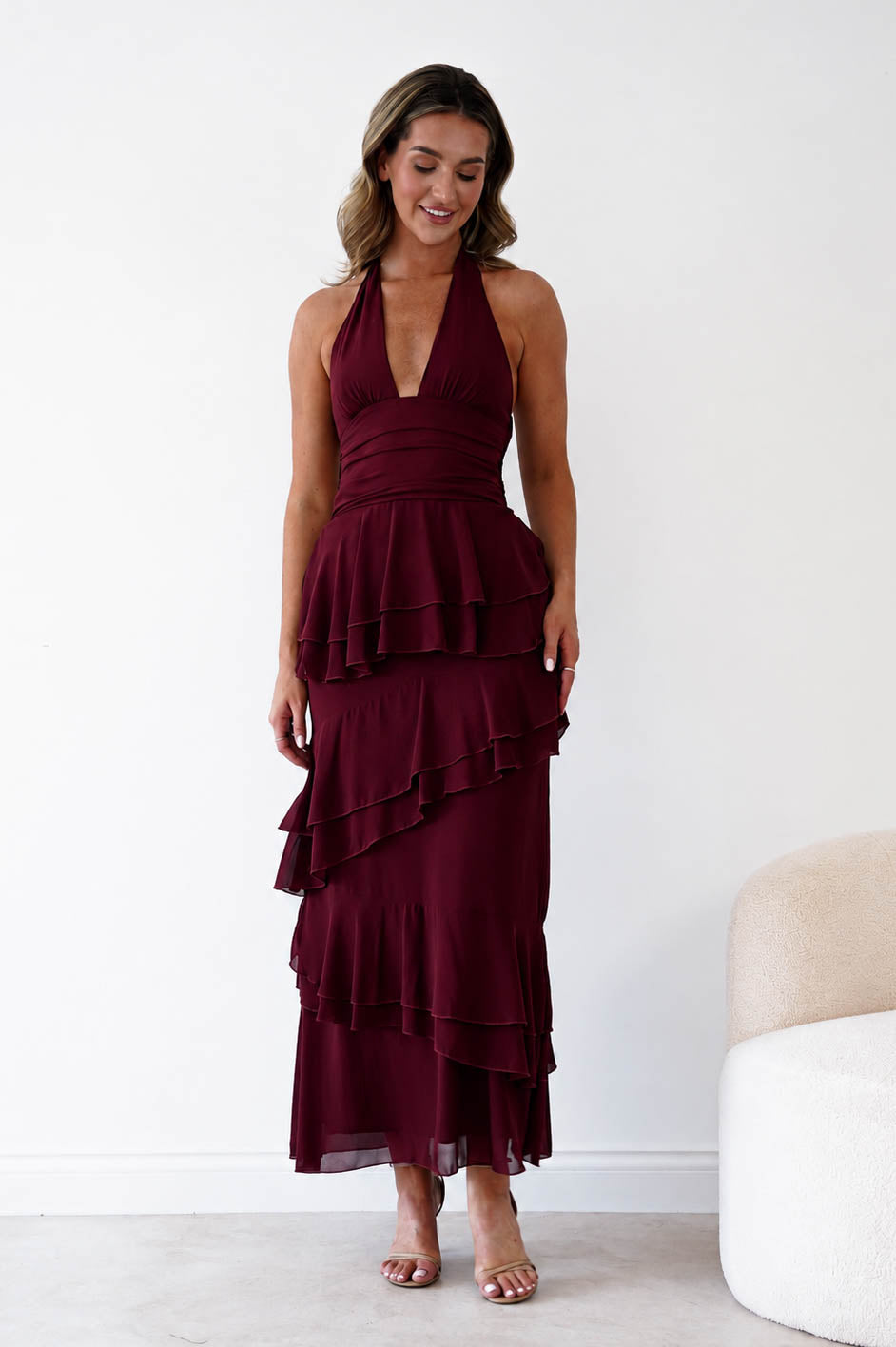 Caterina Tiered Halter Maxi Dress | Wine-Oh Hello Clothing
