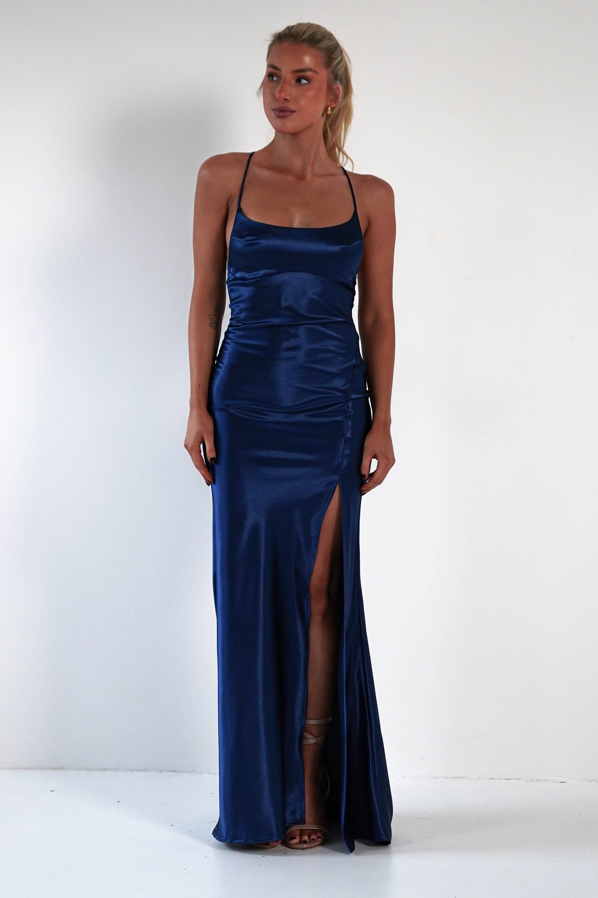 Celinee Satin Maxi Gown | Royal-Oh Hello Clothing
