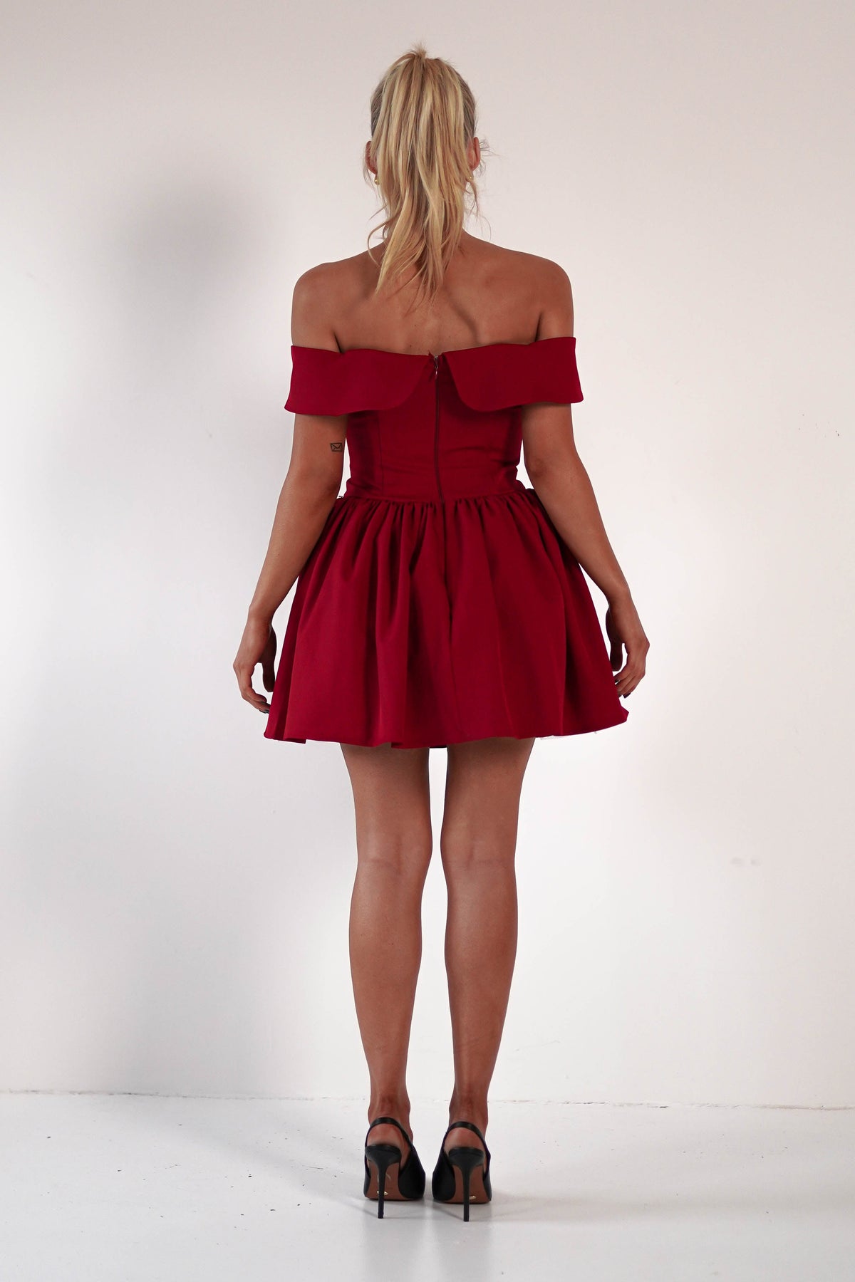 Charlotte Corset Bow Mini Dress | Dark Red-Oh Hello Clothing