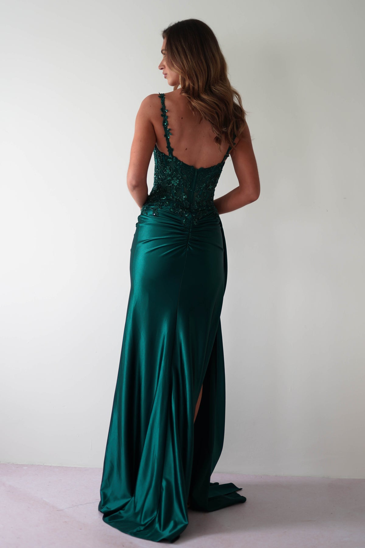 Cindy Pleated Bodice Gown | Emerald Green-Oh Hello Clothing