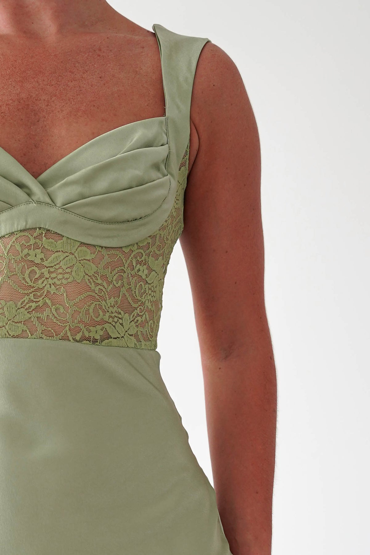 Cleo Lace Detail Maxi Dress | Sage Green-Oh Hello Clothing
